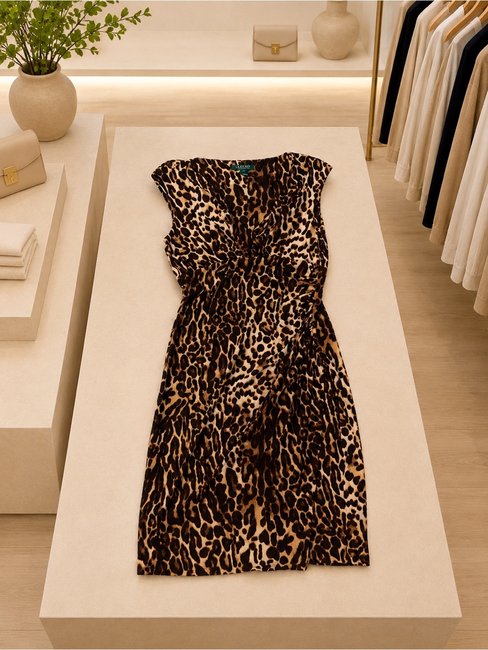Ralph Lauren leopard brown me dress size 10 animal print